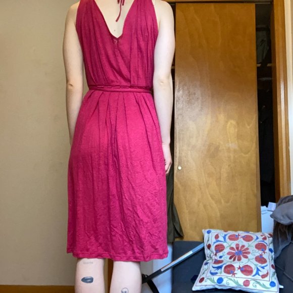 Agnès B Red Sleeveless Tie Back 100% Linen Dress sz S - Picture 4 of 12